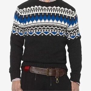 Ralph Lauren Black and Blue Fair Isle Sweater NWT